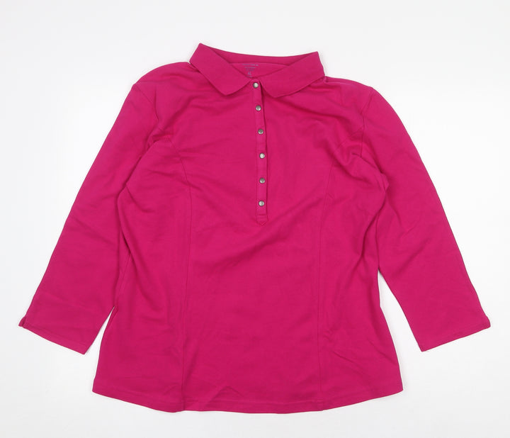 Lee Womens Pink Cotton Basic Blouse Size XL Collared