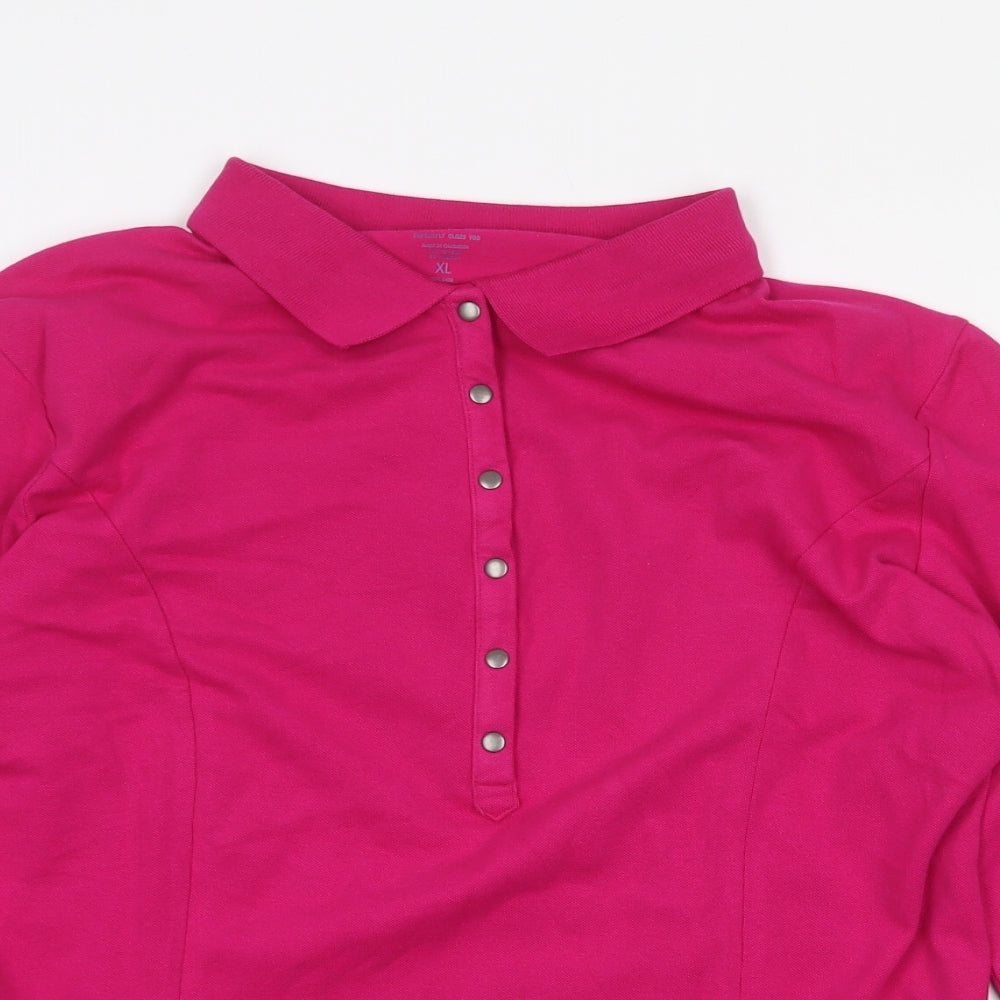 Lee Womens Pink Cotton Basic Blouse Size XL Collared