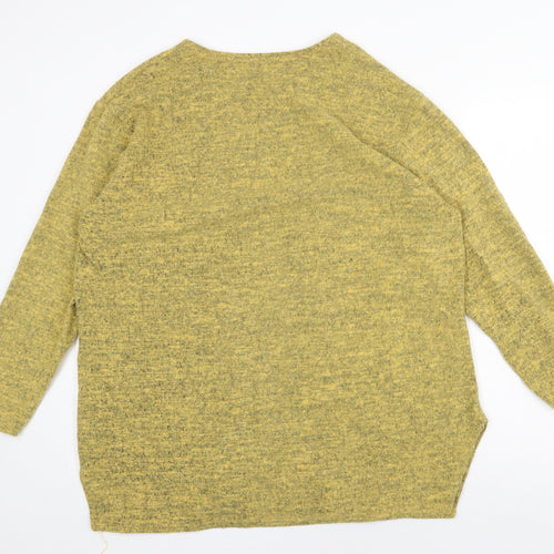Nur Big Size Womens Yellow Round Neck Acrylic Pullover Jumper Size XL