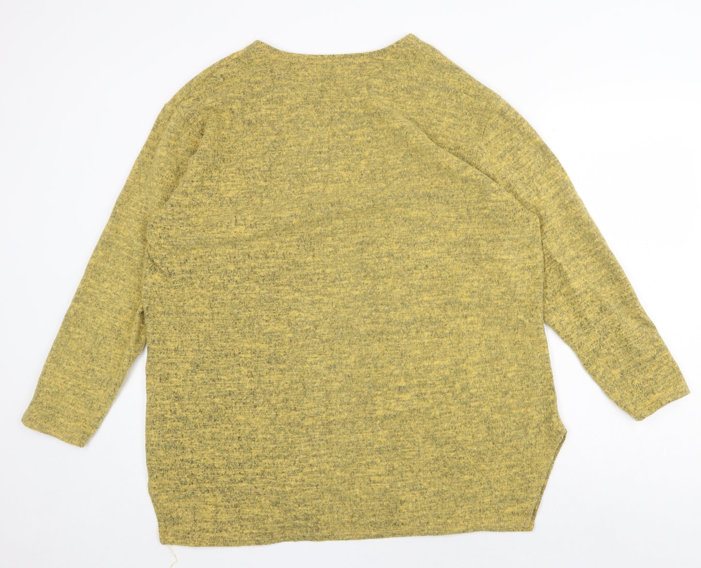 Nur Big Size Womens Yellow Round Neck Acrylic Pullover Jumper Size XL