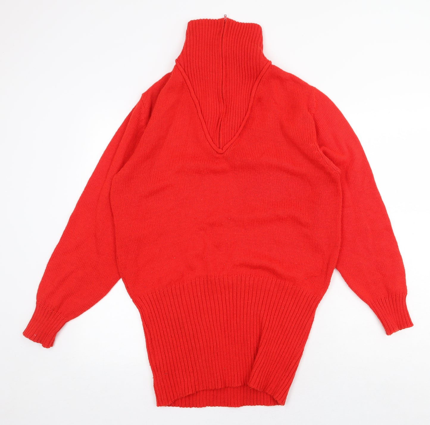 Nicolucchi Womens Red High Neck Acrylic Pullover Jumper Size XL