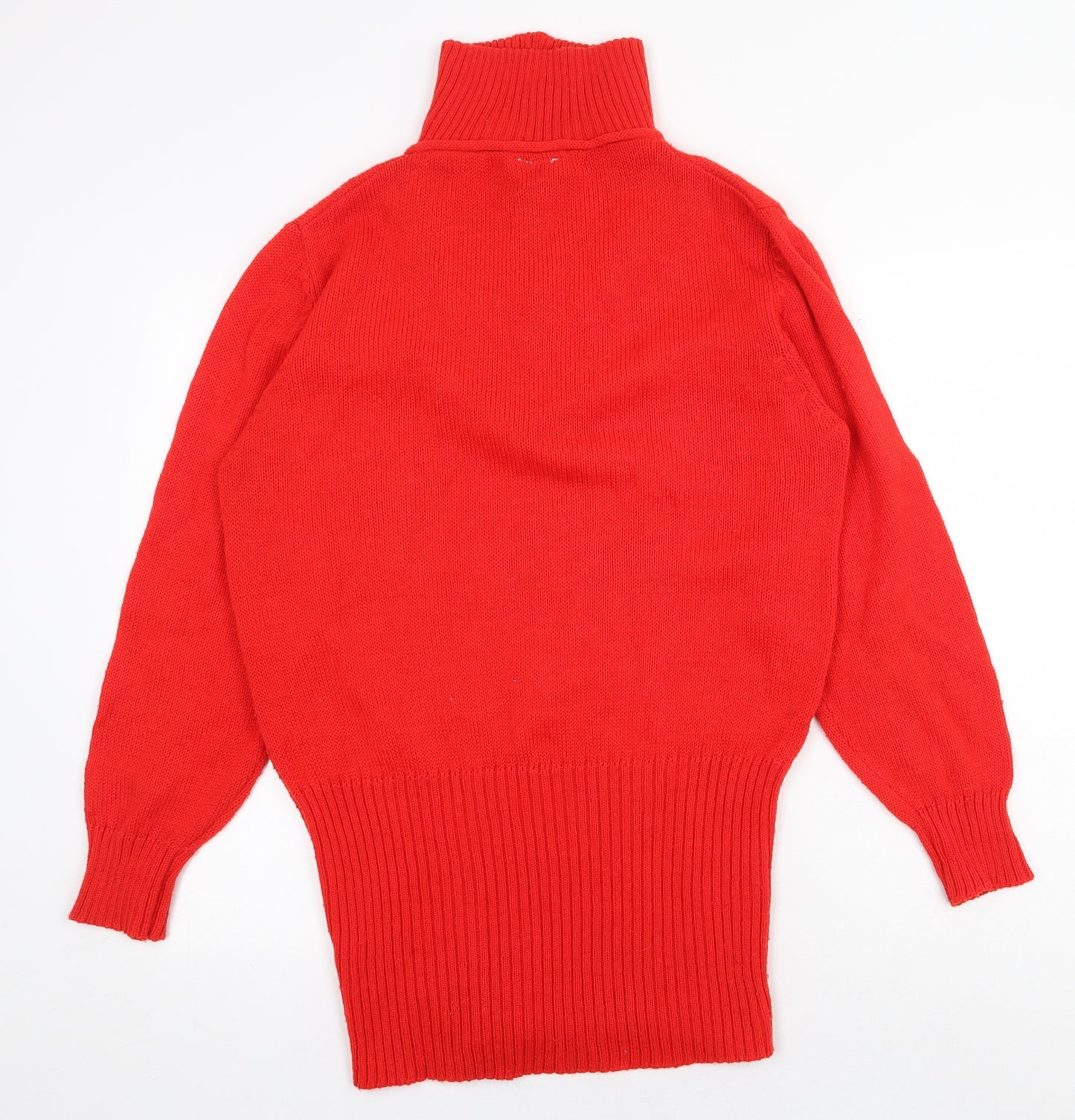 Nicolucchi Womens Red High Neck Acrylic Pullover Jumper Size XL