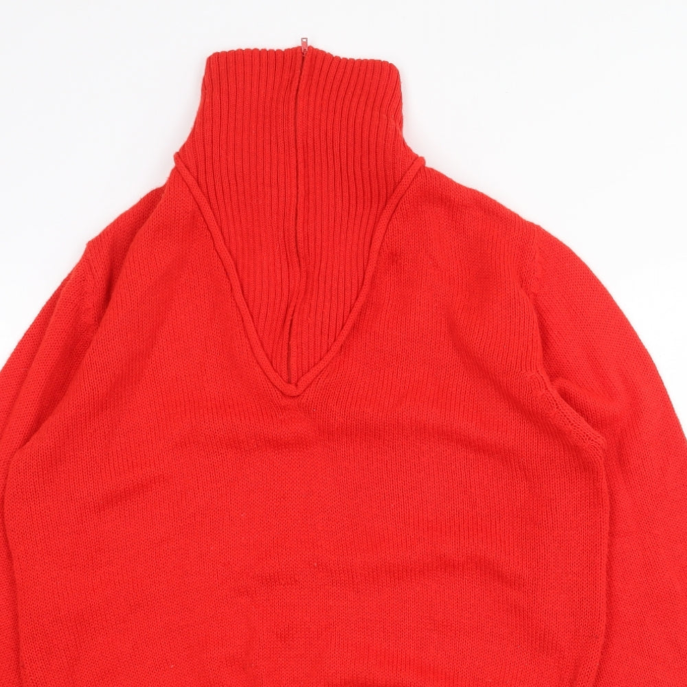 Nicolucchi Womens Red High Neck Acrylic Pullover Jumper Size XL