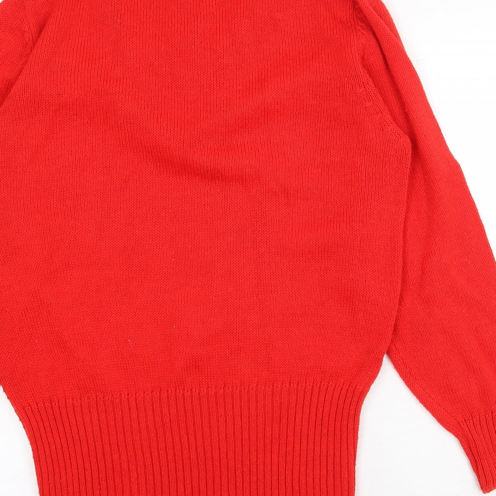 Nicolucchi Womens Red High Neck Acrylic Pullover Jumper Size XL