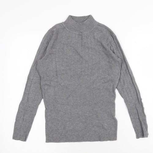 Marks and Spencer Womens Grey High Neck Viscose Pullover Jumper Size 8