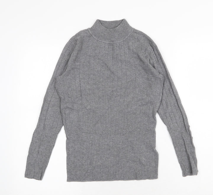 Marks and Spencer Womens Grey High Neck Viscose Pullover Jumper Size 8
