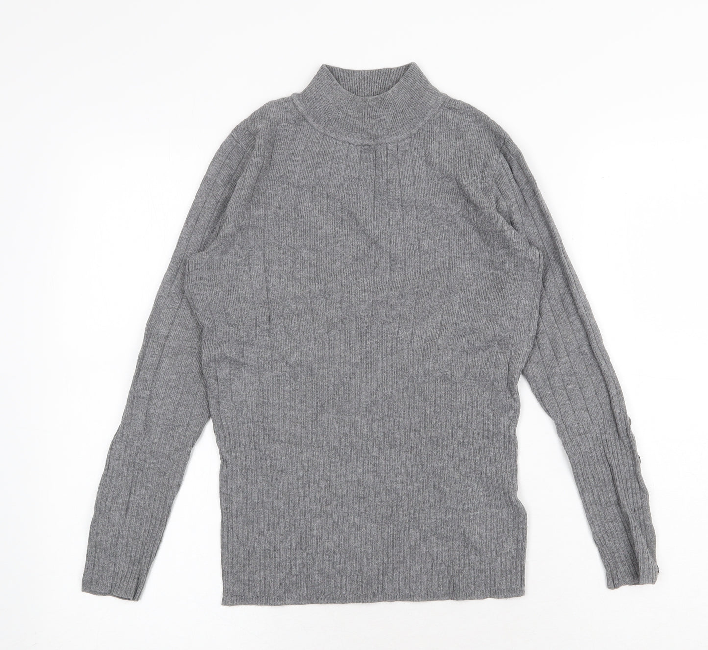 Marks and Spencer Womens Grey High Neck Viscose Pullover Jumper Size 8