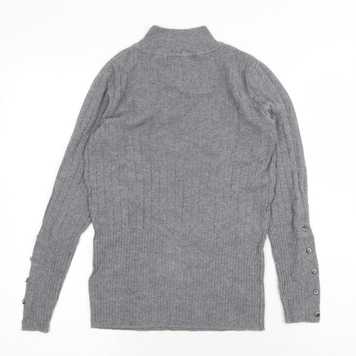 Marks and Spencer Womens Grey High Neck Viscose Pullover Jumper Size 8