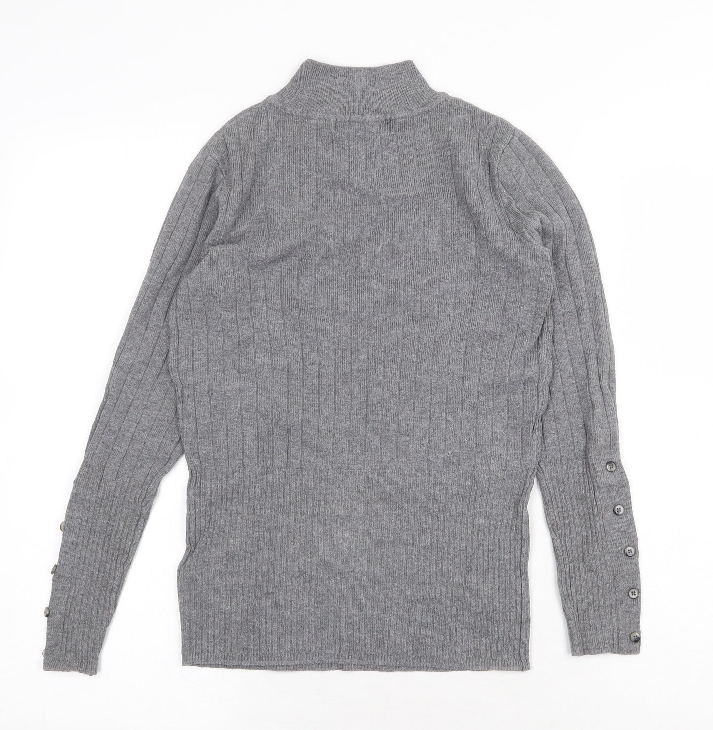 Marks and Spencer Womens Grey High Neck Viscose Pullover Jumper Size 8