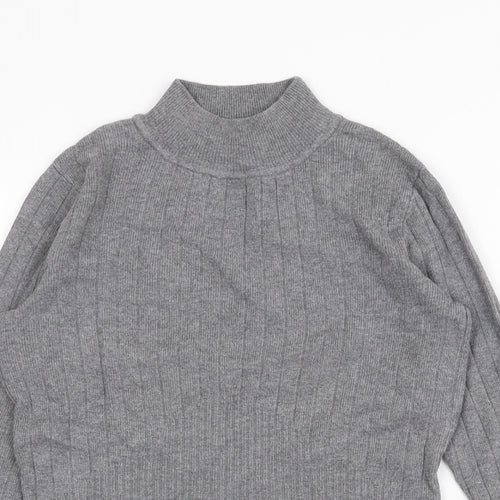 Marks and Spencer Womens Grey High Neck Viscose Pullover Jumper Size 8