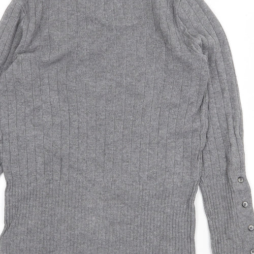 Marks and Spencer Womens Grey High Neck Viscose Pullover Jumper Size 8