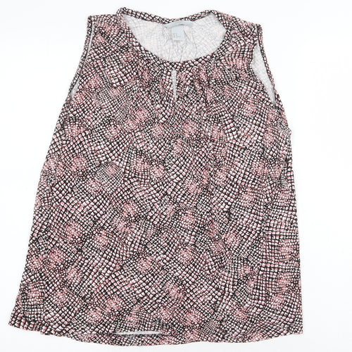 H&M Womens Pink Geometric Polyester Basic Tank Size M Scoop Neck