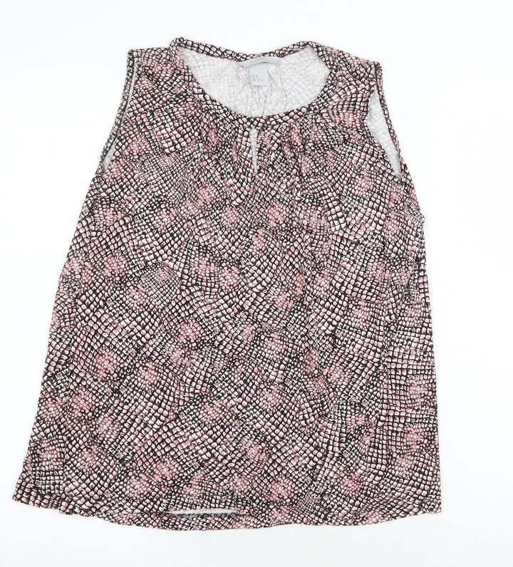 H&M Womens Pink Geometric Polyester Basic Tank Size M Scoop Neck