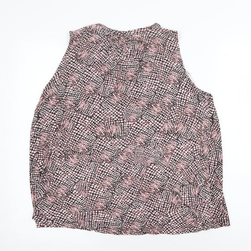 H&M Womens Pink Geometric Polyester Basic Tank Size M Scoop Neck