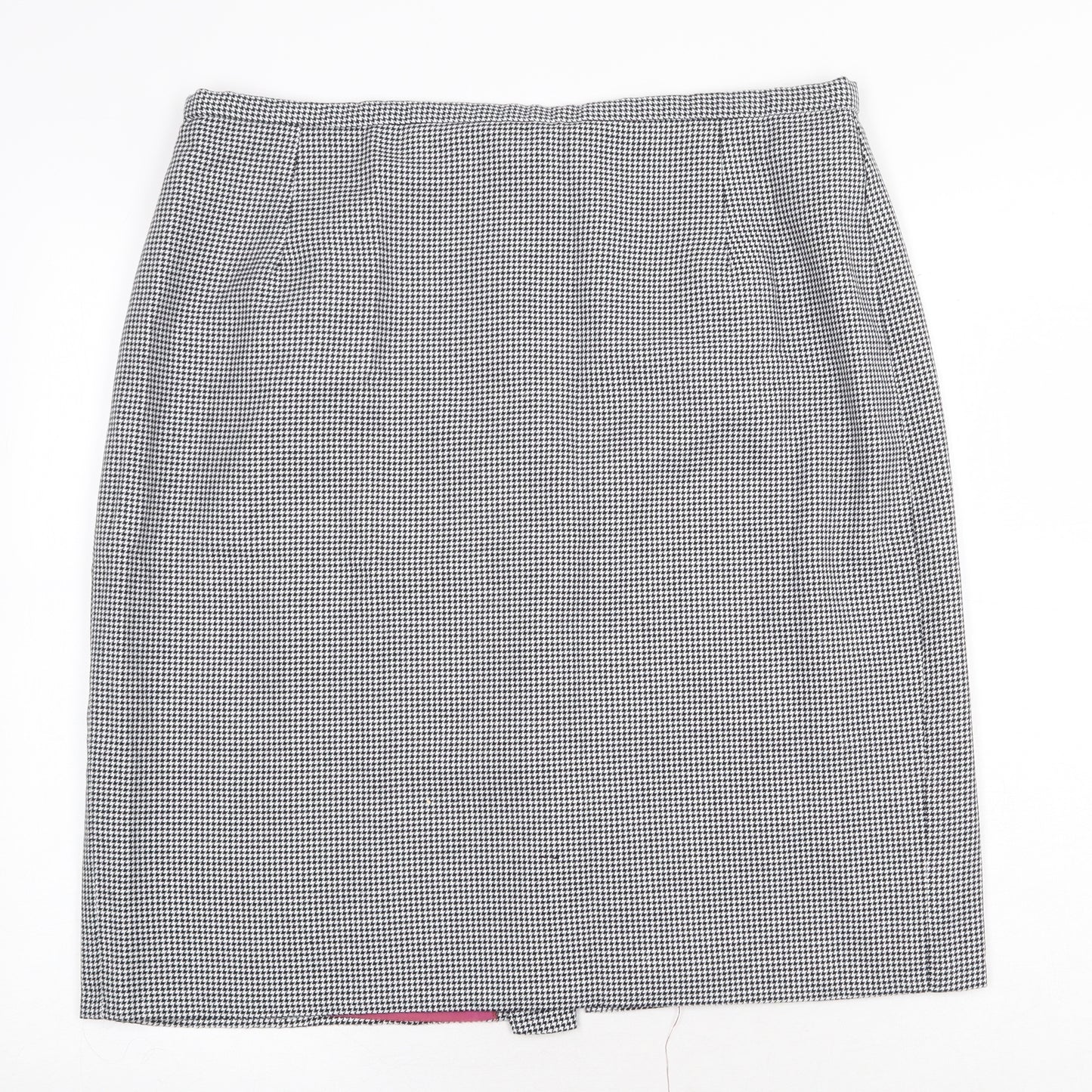 Preworn Womens Grey Check Cotton Straight & Pencil Skirt Size 36 in Zip