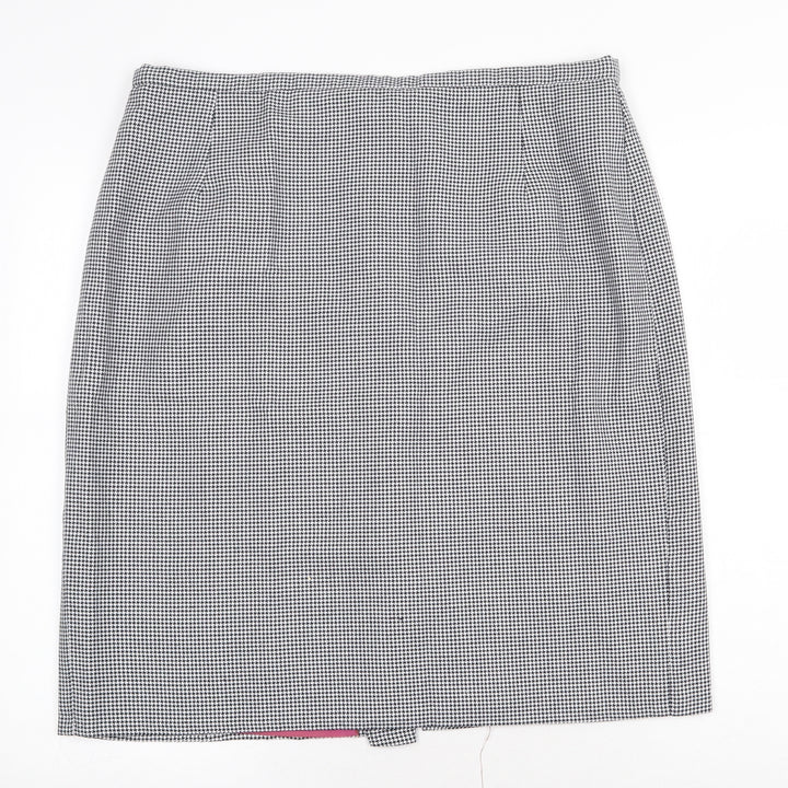Preworn Womens Grey Check Cotton Straight & Pencil Skirt Size 36 in Zip