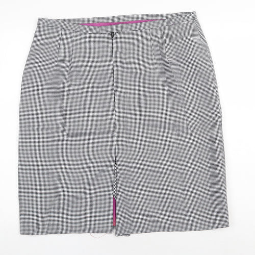 Preworn Womens Grey Check Cotton Straight & Pencil Skirt Size 36 in Zip