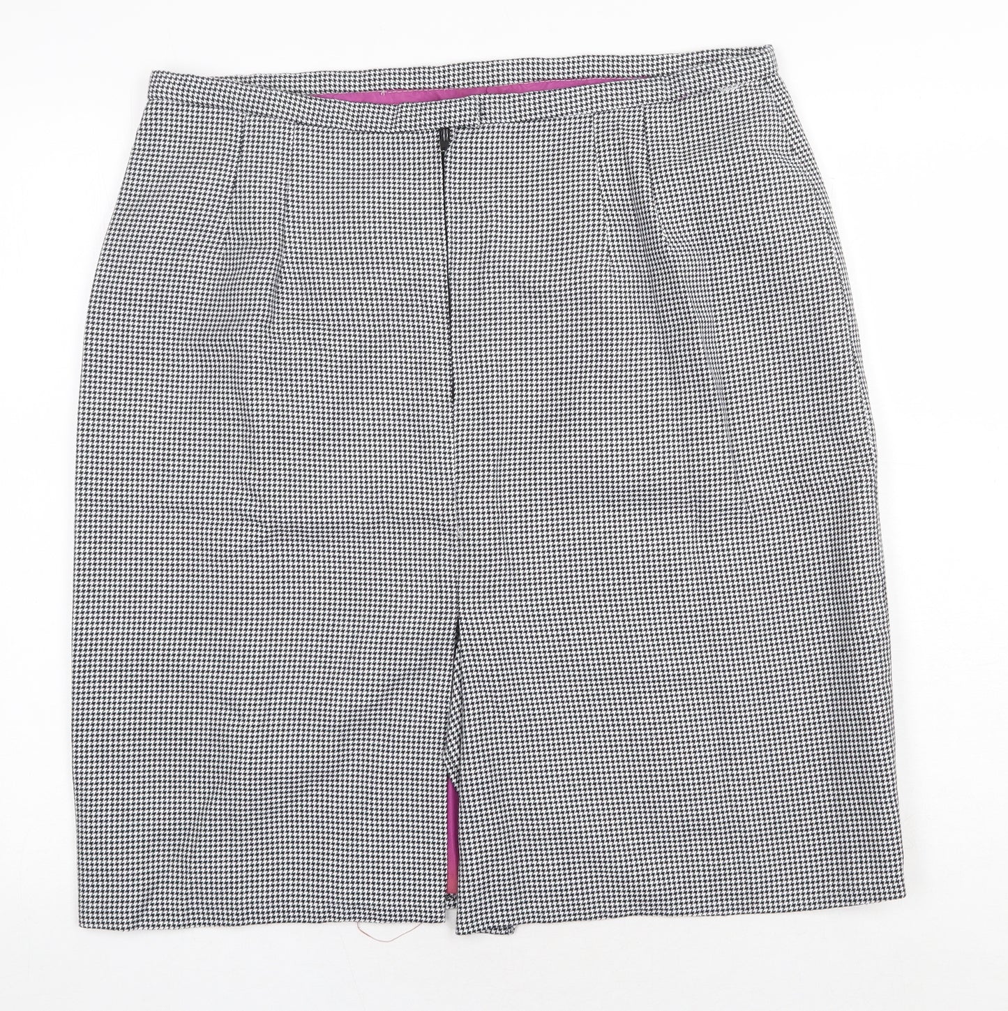 Preworn Womens Grey Check Cotton Straight & Pencil Skirt Size 36 in Zip