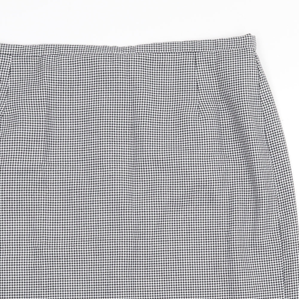 Preworn Womens Grey Check Cotton Straight & Pencil Skirt Size 36 in Zip