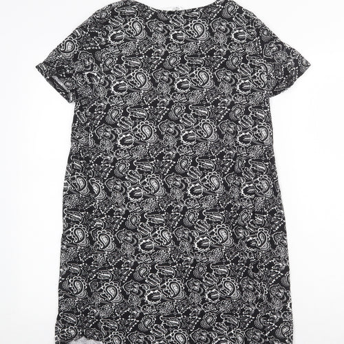 bonprix Womens Black Paisley Viscose Shift Size S Square Neck Pullover