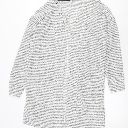 NEXT Womens Grey V-Neck Striped Polyester Cardigan Jumper Size 8