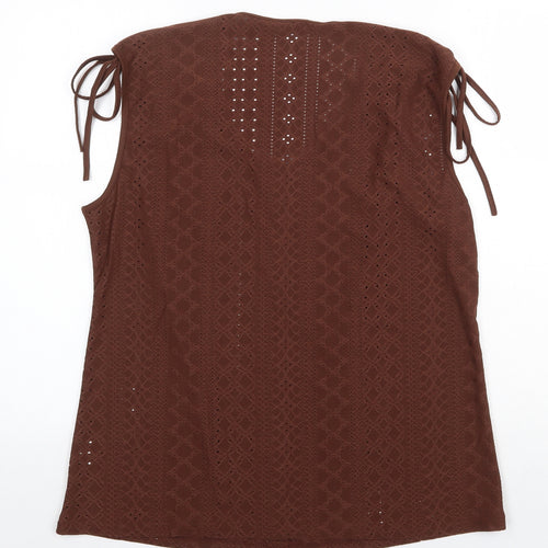 Preworn Womens Brown Polyester Basic Tank Size XL Round Neck