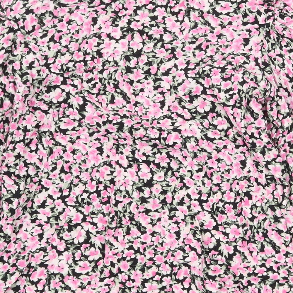 Papaya Womens Pink Floral Viscose Basic Blouse Size 10 Round Neck