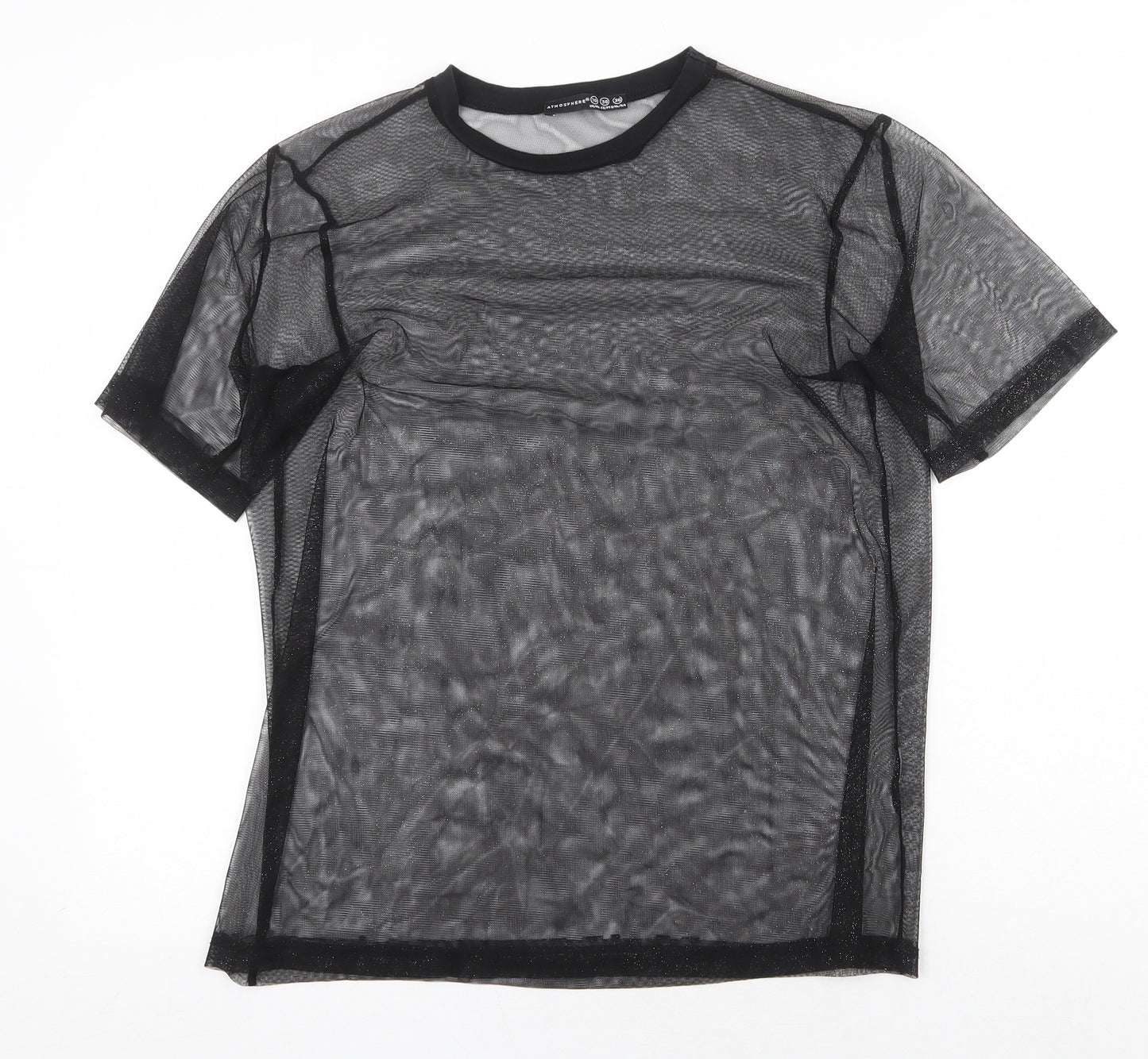 Atmosphere Womens Black Polyester Basic T-Shirt Size 10 Round Neck