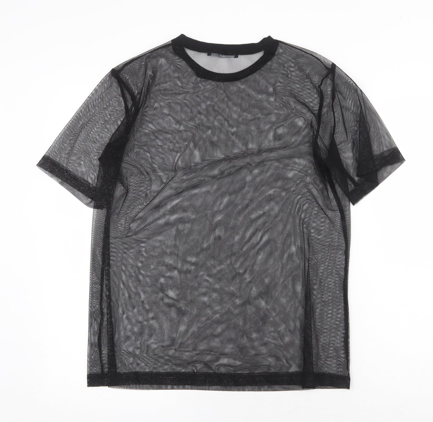 Atmosphere Womens Black Polyester Basic T-Shirt Size 10 Round Neck