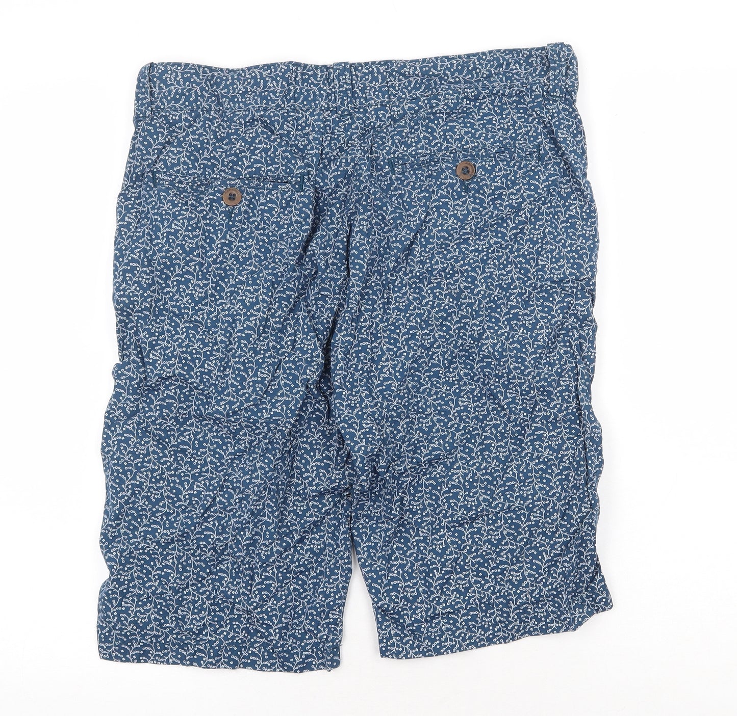 Jack Wills Womens Blue Geometric Cotton Chino Shorts Size 32 in Regular Zip
