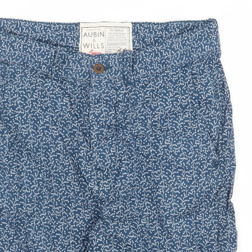 Jack Wills Womens Blue Geometric Cotton Chino Shorts Size 32 in Regular Zip