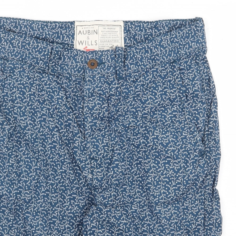 Jack Wills Womens Blue Geometric Cotton Chino Shorts Size 32 in Regular Zip