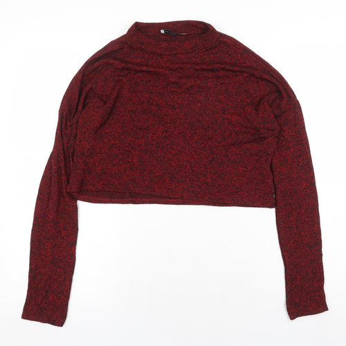 Atmosphere Womens Red Viscose Basic T-Shirt Size 8 Mock Neck