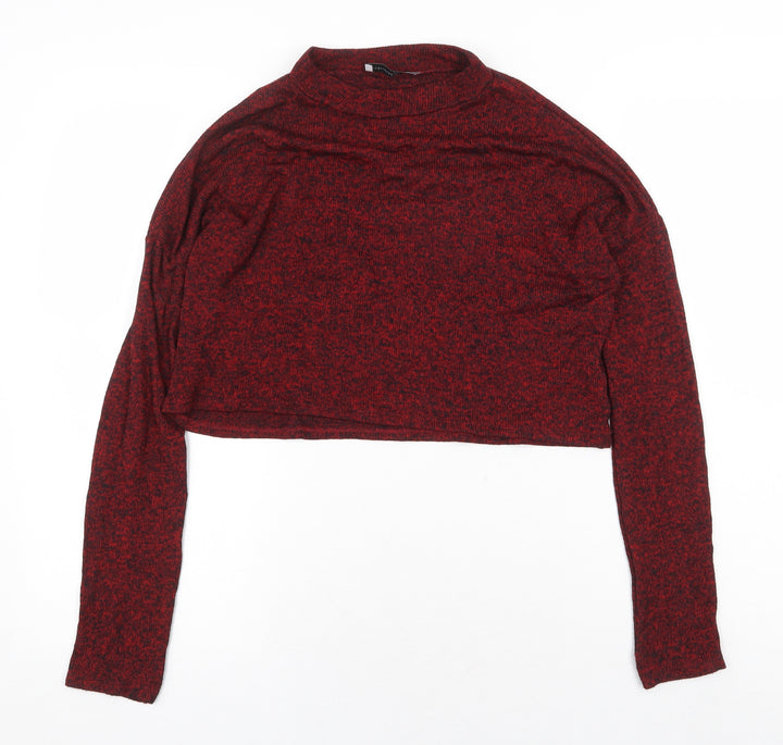 Atmosphere Womens Red Viscose Basic T-Shirt Size 8 Mock Neck