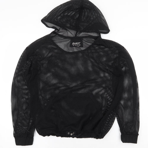 Workout Womens Black Polyester Pullover Hoodie Size 6 Pullover