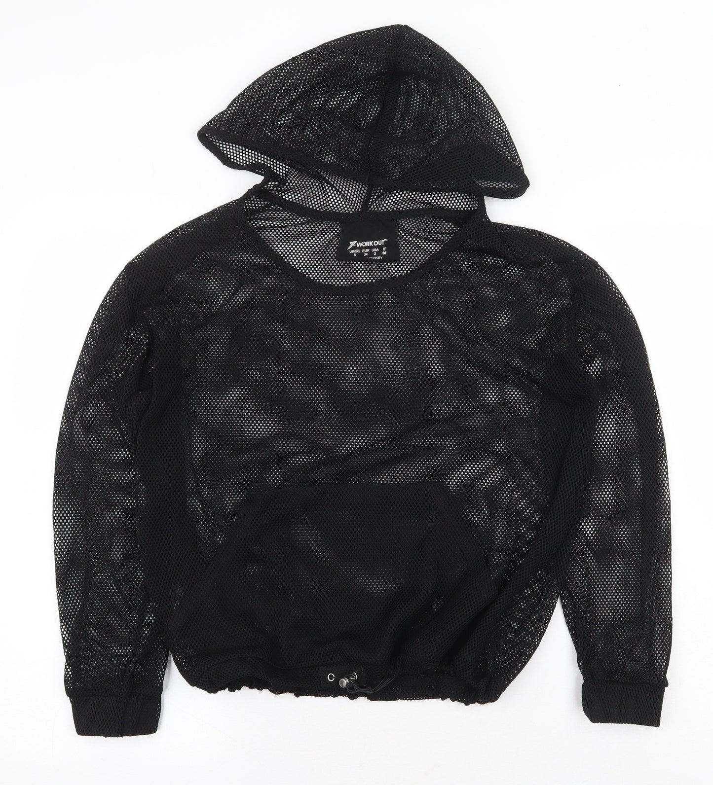 Workout Womens Black Polyester Pullover Hoodie Size 6 Pullover