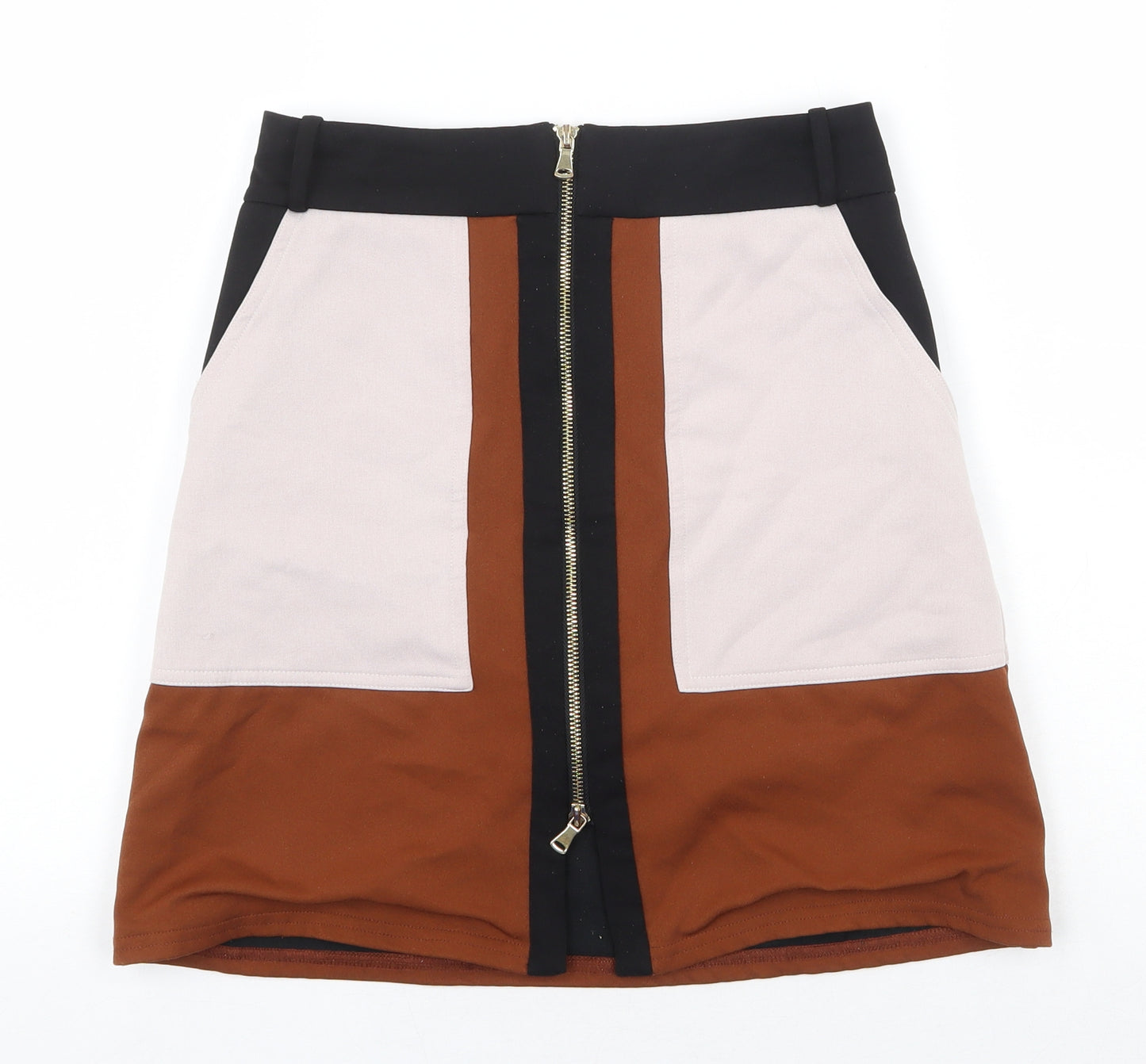 River Island Womens Multicoloured Polyester Mini Skirt Size 6 Zip
