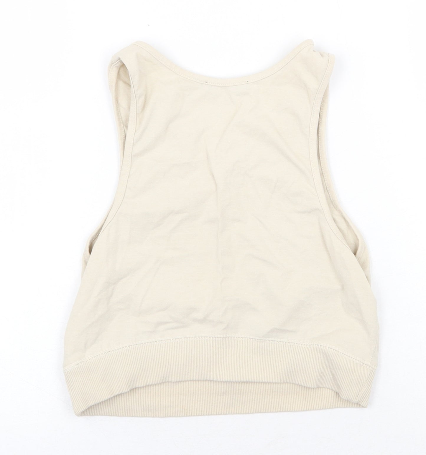 Zara Womens Beige Cotton Basic Tank Size M Round Neck