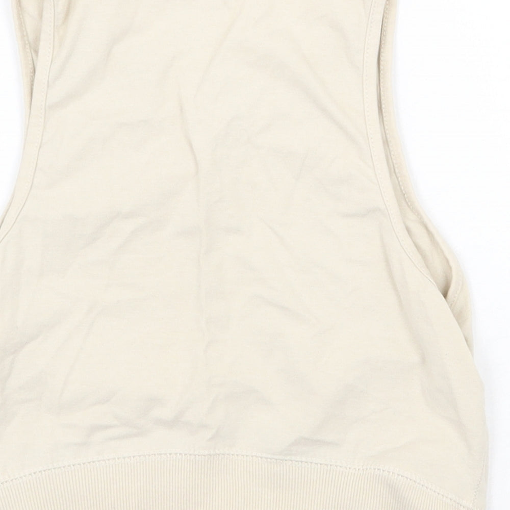 Zara Womens Beige Cotton Basic Tank Size M Round Neck
