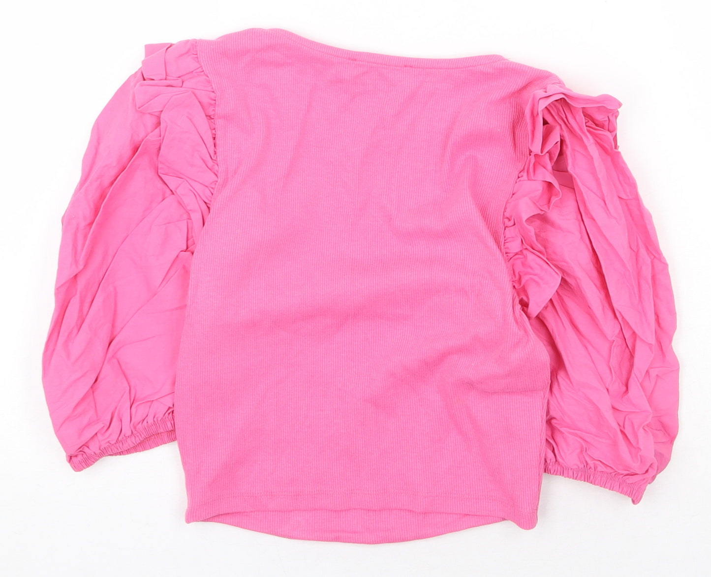 Zara Womens Pink Cotton Basic T-Shirt Size M Scoop Neck