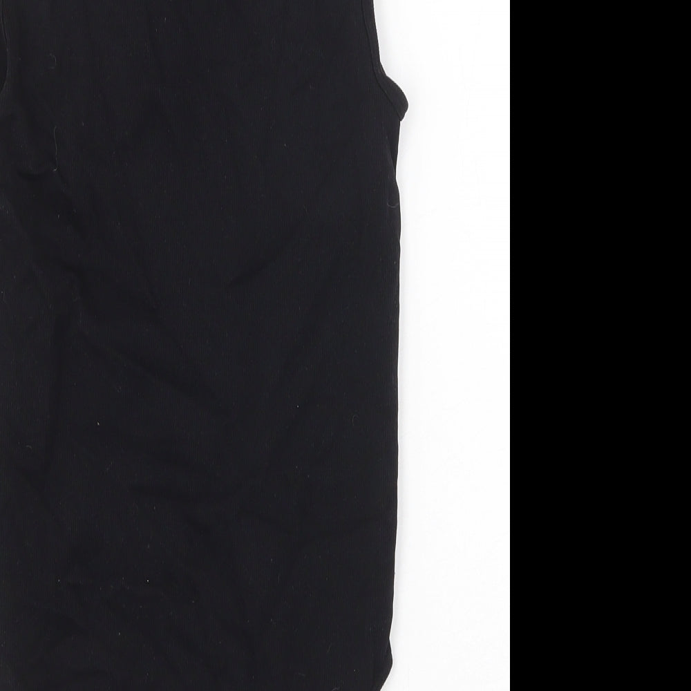 Primark Womens Black Nylon Bodysuit One-Piece Size M Snap