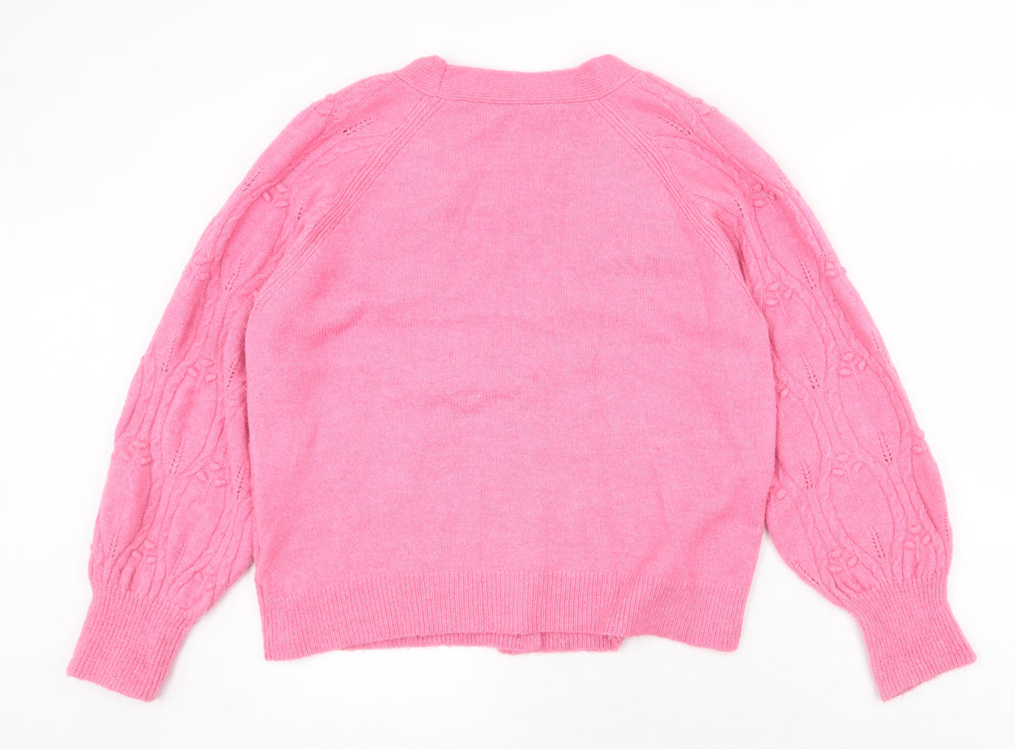 F&F Womens Pink V-Neck Acrylic Cardigan Jumper Size L