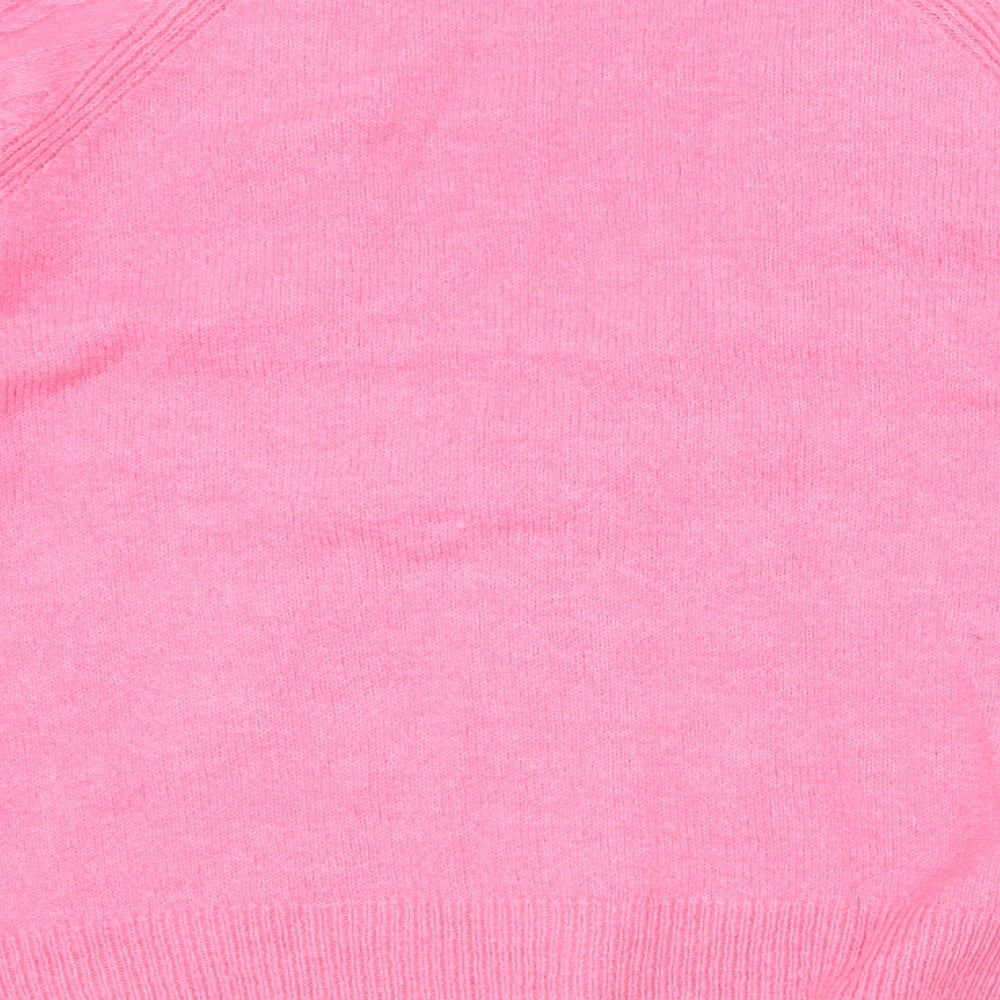 F&F Womens Pink V-Neck Acrylic Cardigan Jumper Size L