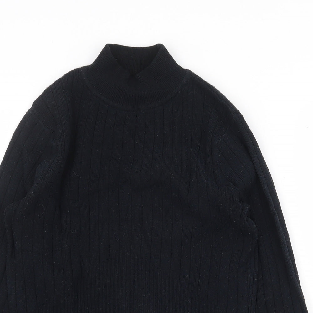 Marks and Spencer Womens Black Mock Neck Herringbone Viscose Pullover Jumper Size 8