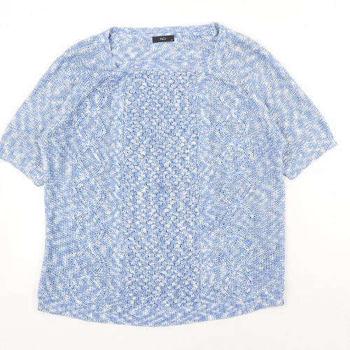 M&Co Womens Blue Round Neck Acrylic Pullover Jumper Size 12