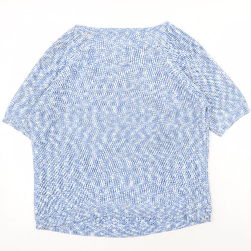 M&Co Womens Blue Round Neck Acrylic Pullover Jumper Size 12