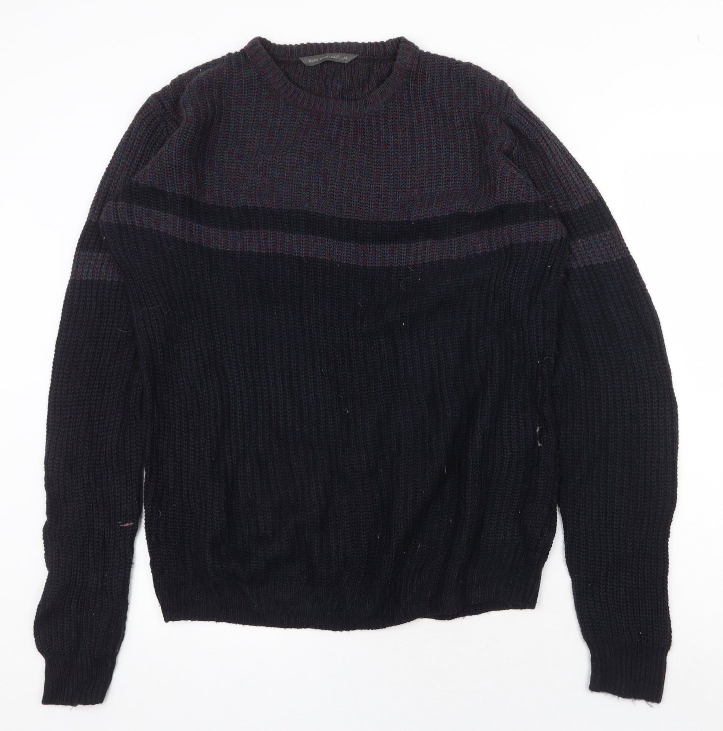 Cedar Wood State Mens Blue Round Neck Acrylic Pullover Jumper Size M Long Sleeve