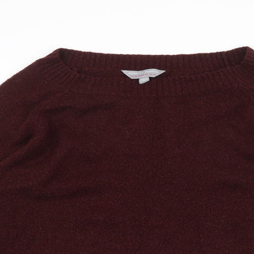 Dorothy Perkins Womens Red V-Neck Herringbone Acrylic Pullover Jumper Size 14