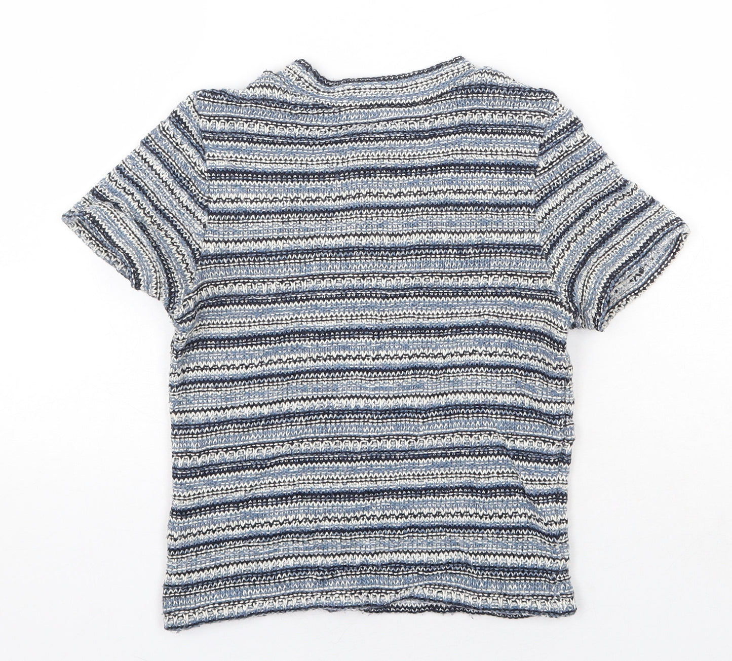 River Island Womens Blue Round Neck Striped Acrylic Pullover Jumper Size 8