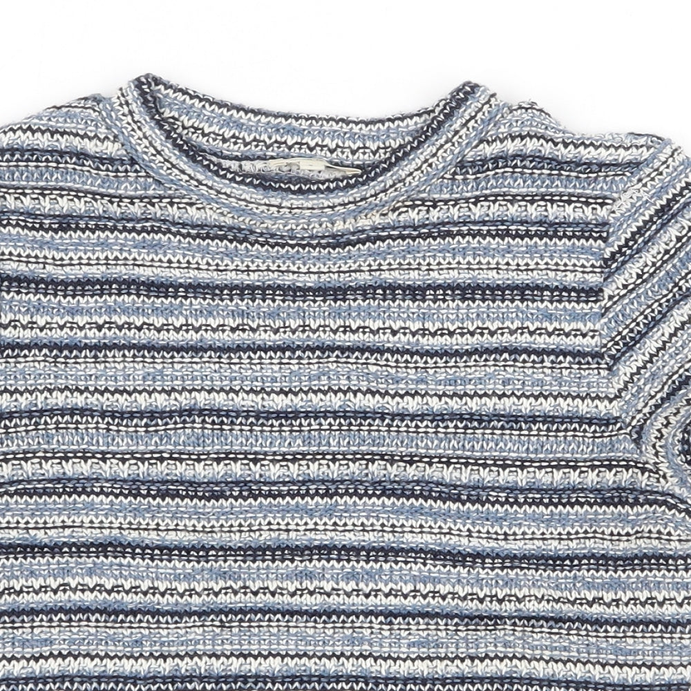 River Island Womens Blue Round Neck Striped Acrylic Pullover Jumper Size 8